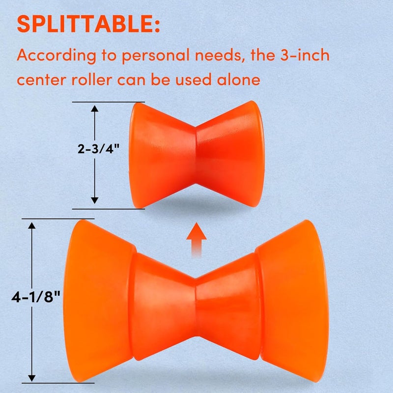 BALAVA Boat Trailer Roller,3inch/4inch Boat Rollers for Trailer,Bow Roller with Bells and Bolt,1/2 in Shaft Boat Trailer Bow Stop, Great for Boat Trailer Bracket(Black/Blue/Orange/Yellow) - Image 3